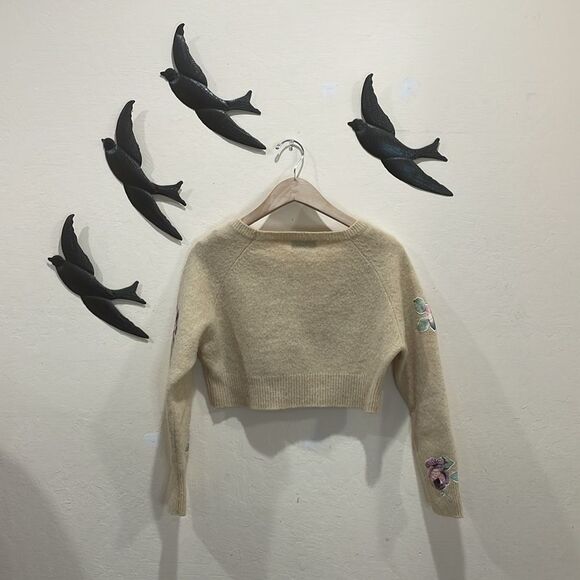 Vintage Snidel Japanese Streetwear Wool Blend Cropped Floral Applique Sweater - Picture 4 of 9